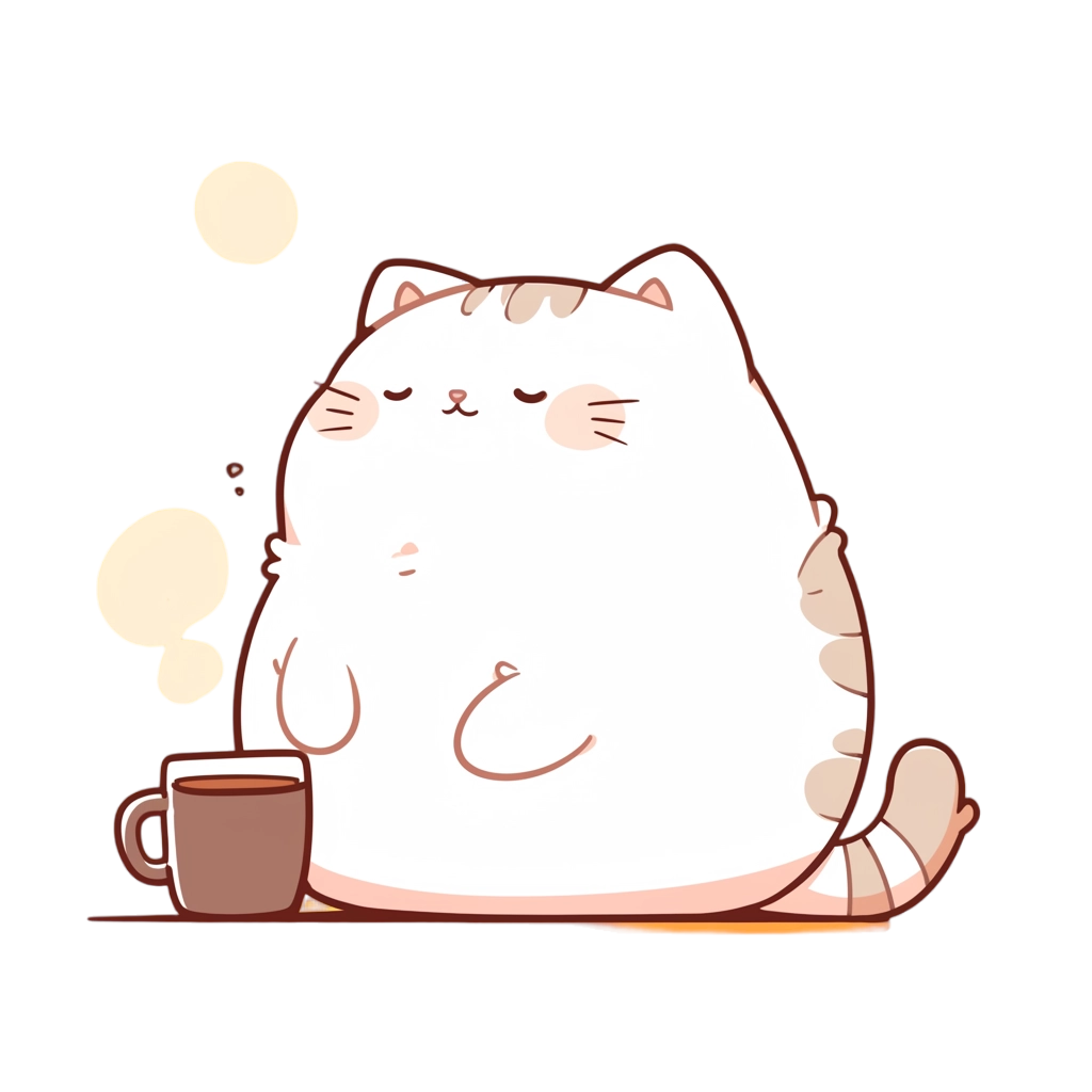 Right Icon cat enjoying coffee