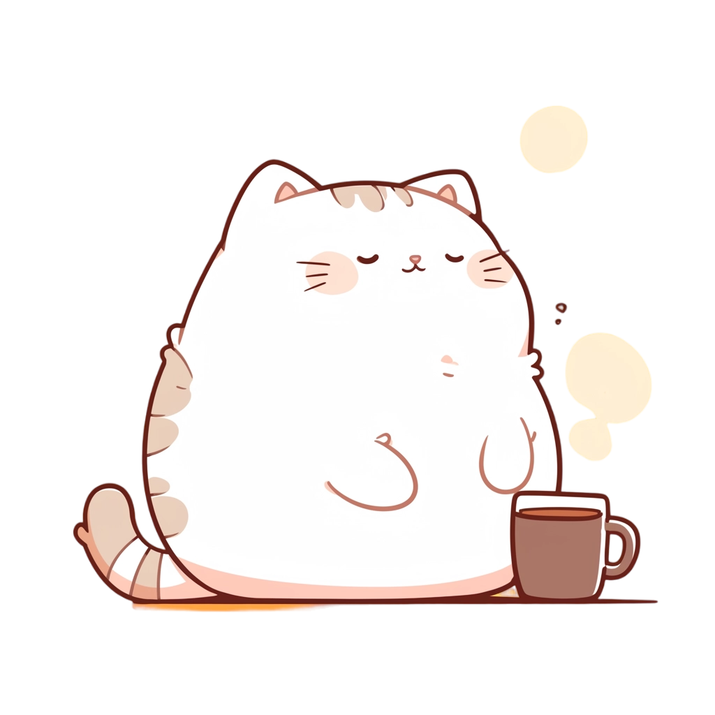 Left Icon cat enjoying coffee